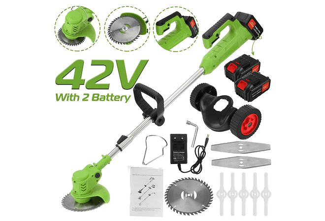 IMP0129- Cortador de Relva Elétrico sem fios 42vf 1880wcom 2 baterias lítio