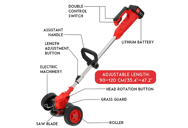 IMP0129- Cortador de Relva Elétrico sem fios 42vf 1880wcom 2 baterias lítio