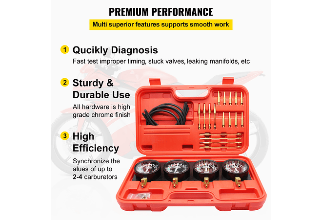IMP0130-   Kit de ferramentas-  Sincronizador Carburador combustível a vácuo   com mangueira borracha