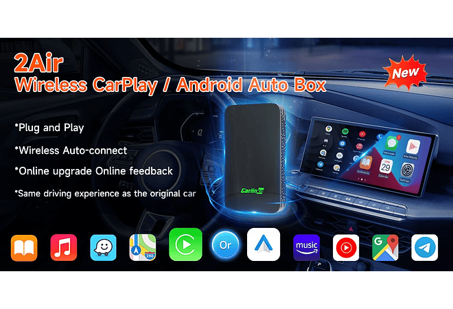 IMP0131- Adaptador Auto Android Sem Fio CarlinKit, Apple CarPlay, Ai Box, Dongle USB, Audi, VW, Benz, Kia, Honda, Toyota, Ford, 5.0, 4.0