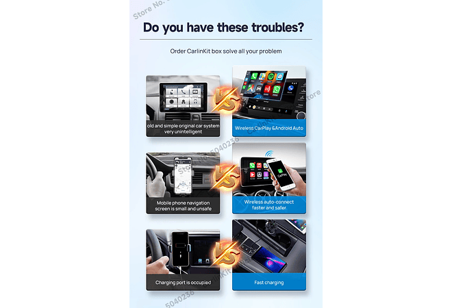 IMP0131- Adaptador Auto Android Sem Fio CarlinKit, Apple CarPlay, Ai Box, Dongle USB, Audi, VW, Benz, Kia, Honda, Toyota, Ford, 5.0, 4.0