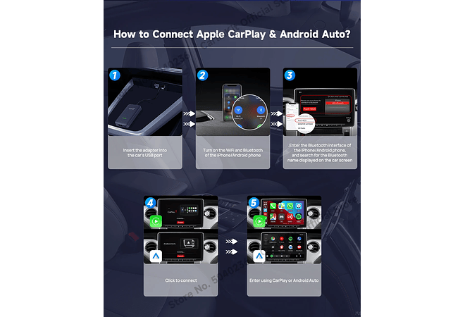 IMP0131- Adaptador Auto Android Sem Fio CarlinKit, Apple CarPlay, Ai Box, Dongle USB, Audi, VW, Benz, Kia, Honda, Toyota, Ford, 5.0, 4.0