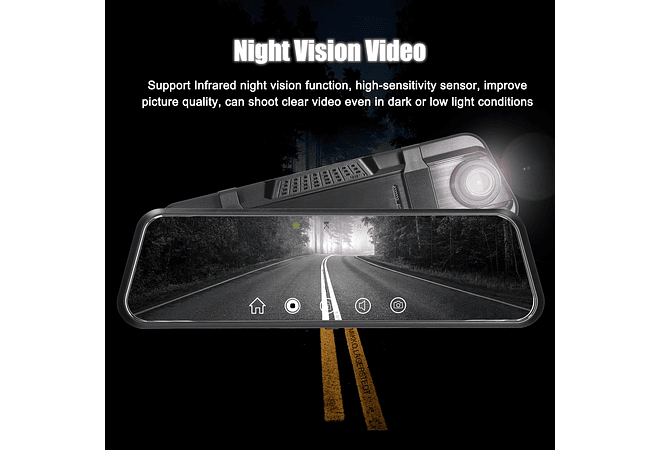 IMP0142- Dual Dash Cam para carro, visão frontal e traseira, câmera DVR, gravador de condução de vídeo, 170 ° Wide Angle, visão noturna, G-Sensor, 9.66 in Touchscreen, 1080P