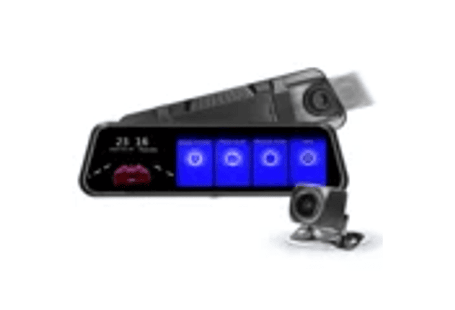 IMP0142- Dual Dash Cam para carro, visão frontal e traseira, câmera DVR, gravador de condução de vídeo, 170 ° Wide Angle, visão noturna, G-Sensor, 9.66 in Touchscreen, 1080P