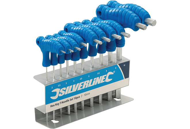 IMP0143- Chaves hexagonais com cabo em T, 10 unid. 2 - 10 mm Silverline