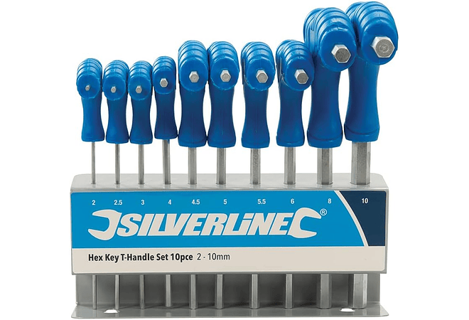 IMP0143- Chaves hexagonais com cabo em T, 10 unid. 2 - 10 mm Silverline