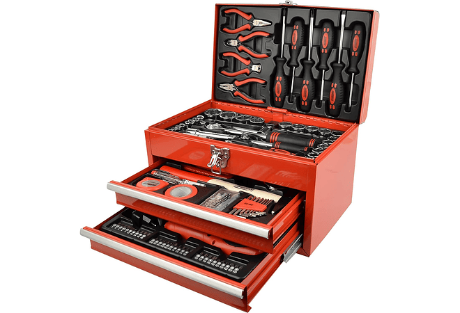  IMP0150- Caixa de ferramentas equipada com 155 peças -- Mannesmann M29066