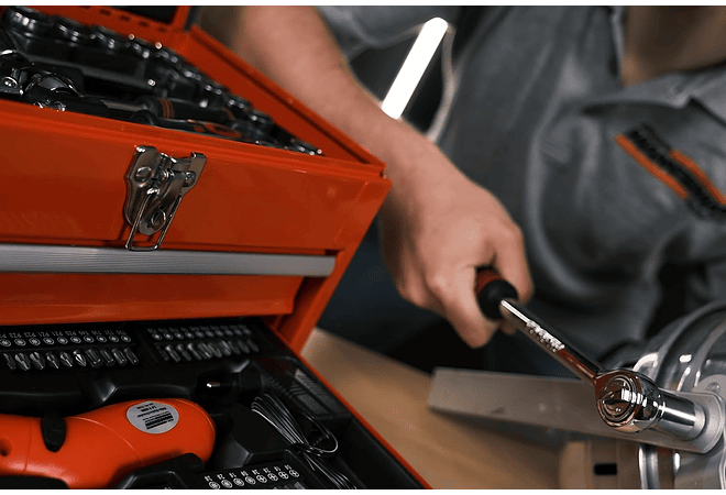  IMP0150- Caixa de ferramentas equipada com 155 peças -- Mannesmann M29066