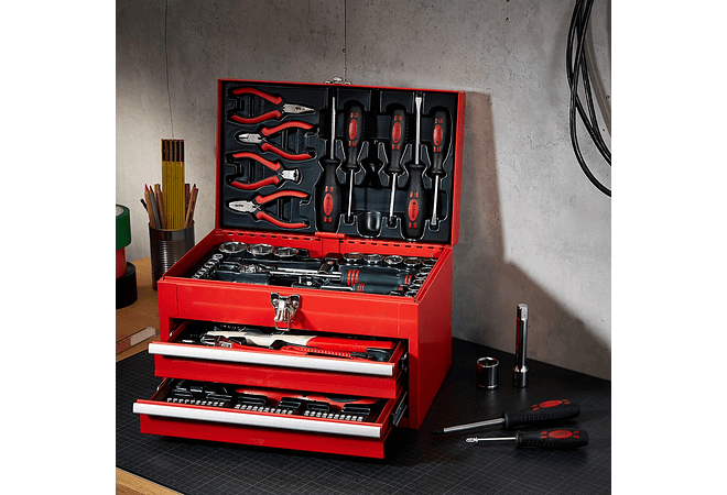  IMP0150- Caixa de ferramentas equipada com 155 peças -- Mannesmann M29066