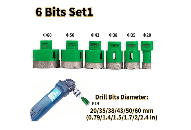 IMP0151- Vevor diamante perfuração núcleo bit m14 thread cerâmica telha buraco viu broca conjunto com caso para perfuração em granito mármore porcelana