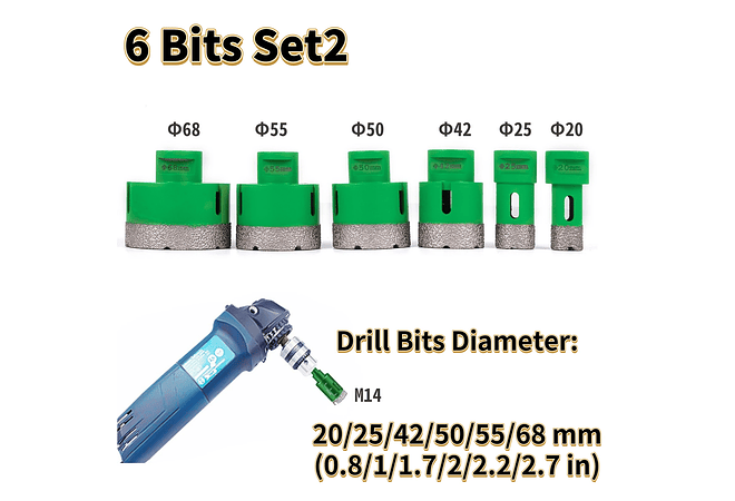 IMP0151- Vevor diamante perfuração núcleo bit m14 thread cerâmica telha buraco viu broca conjunto com caso para perfuração em granito mármore porcelana