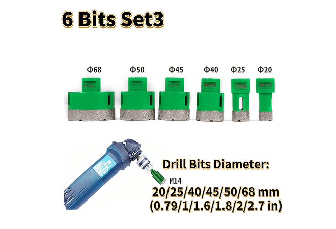 IMP0151- Vevor diamante perfuração núcleo bit m14 thread cerâmica telha buraco viu broca conjunto com caso para perfuração em granito mármore porcelana