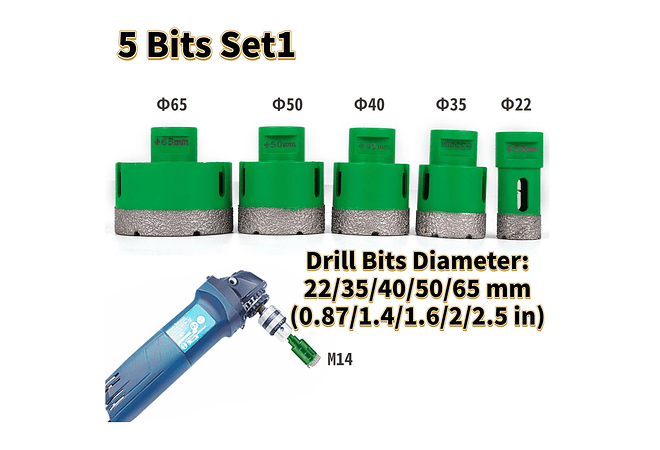 IMP0151- Vevor diamante perfuração núcleo bit m14 thread cerâmica telha buraco viu broca conjunto com caso para perfuração em granito mármore porcelana