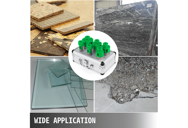 IMP0151- Vevor diamante perfuração núcleo bit m14 thread cerâmica telha buraco viu broca conjunto com caso para perfuração em granito mármore porcelana