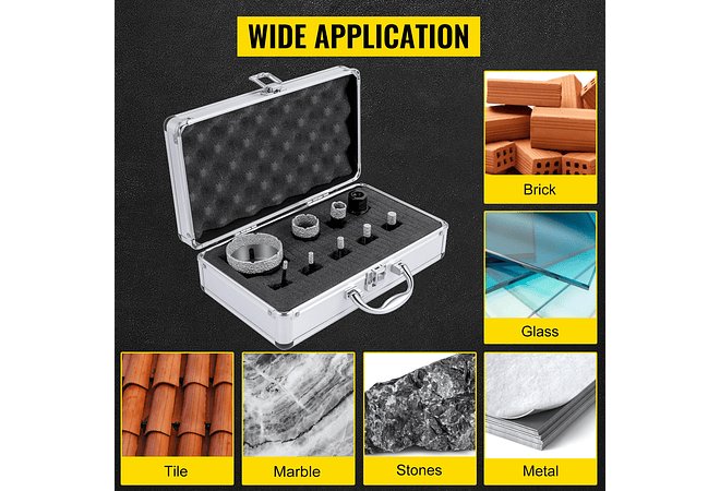 IMP0152- Kit de brocas de diamante com lâmina de corte seco/molhado 5/8 ;rosca universal para a telha de perfuração, granito, mármore, porcelana- Vevor 