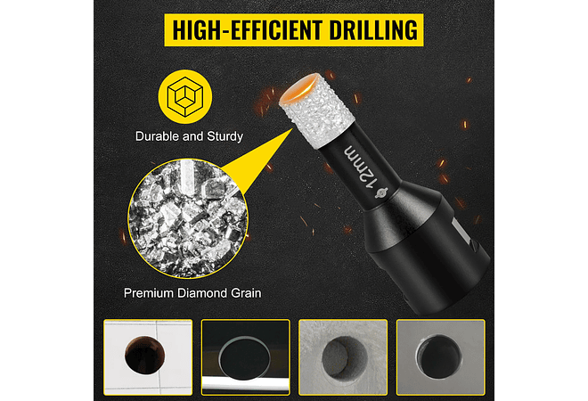 IMP0152- Kit de brocas de diamante com lâmina de corte seco/molhado 5/8 ;rosca universal para a telha de perfuração, granito, mármore, porcelana- Vevor 