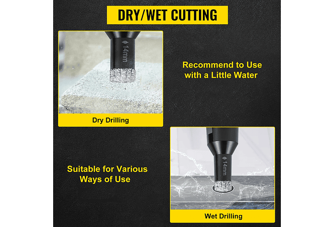 IMP0152- Kit de brocas de diamante com lâmina de corte seco/molhado 5/8 ;rosca universal para a telha de perfuração, granito, mármore, porcelana- Vevor 