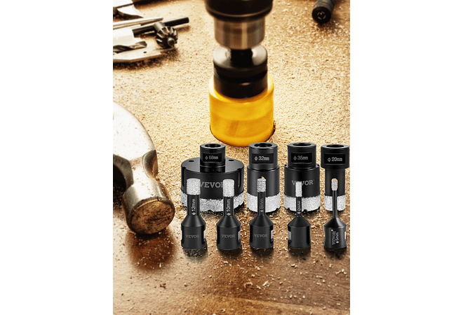 IMP0152- Kit de brocas de diamante com lâmina de corte seco/molhado 5/8 ;rosca universal para a telha de perfuração, granito, mármore, porcelana- Vevor 