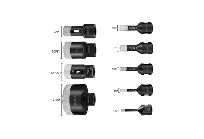 IMP0152- Kit de brocas de diamante com lâmina de corte seco/molhado 5/8 ;rosca universal para a telha de perfuração, granito, mármore, porcelana- Vevor 