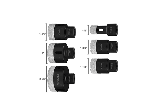 IMP0152- Kit de brocas de diamante com lâmina de corte seco/molhado 5/8 ;rosca universal para a telha de perfuração, granito, mármore, porcelana- Vevor 