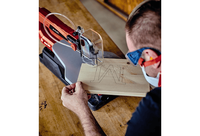 IMP0157- Serra de corte l (120 W, altura do curso 14 mm, altura de corte máx. 52 mm, tamanho da mesa 408 x 250 mm, extração de pó)- TC-SS 405 E da Einhel