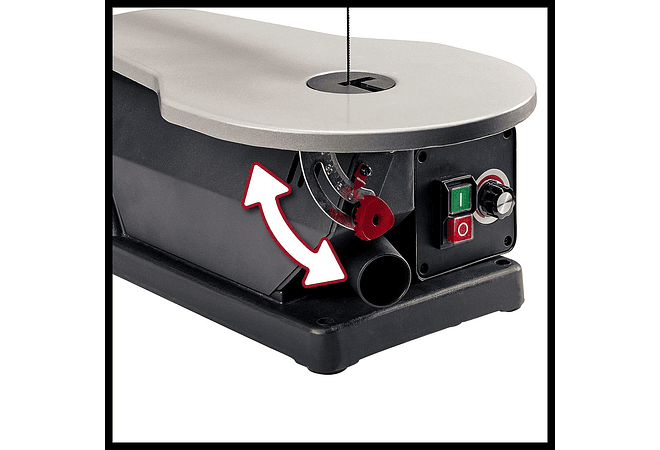 IMP0157- Serra de corte l (120 W, altura do curso 14 mm, altura de corte máx. 52 mm, tamanho da mesa 408 x 250 mm, extração de pó)- TC-SS 405 E da Einhel