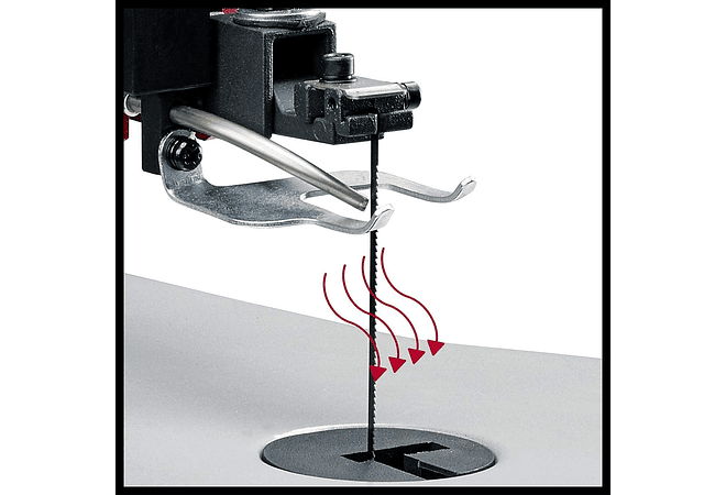 IMP0157- Serra de corte l (120 W, altura do curso 14 mm, altura de corte máx. 52 mm, tamanho da mesa 408 x 250 mm, extração de pó)- TC-SS 405 E da Einhel