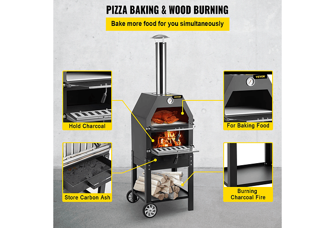 IMP0159- Forno para ar livre, com rodas e alças 12 &quot; (forno de pizza, assados...) -Vevor