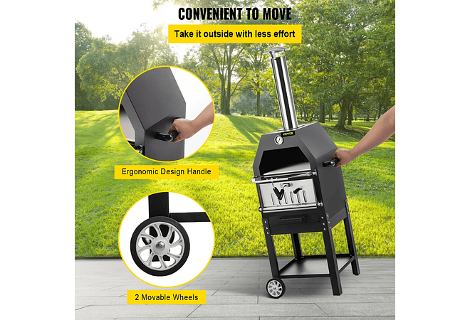 IMP0159- Forno para ar livre, com rodas e alças 12 &quot; (forno de pizza, assados...) -Vevor