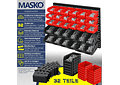 IMP0162- Prateleira de parede para caixas empilháveis, Contentores de arrumação de caixas de 32 peças, prateleira de rampa, preto/vermelho- Masko