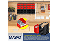 IMP0162- Prateleira de parede para caixas empilháveis, Contentores de arrumação de caixas de 32 peças, prateleira de rampa, preto/vermelho- Masko