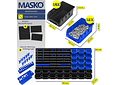 IMP0163- Prateleira de parede + caixas empilháveis + suporte de ferramentas, 45 peças, expansível- MASKO 