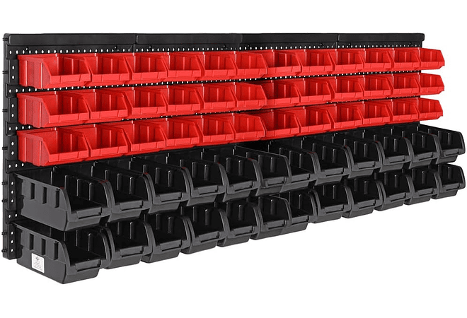 IMP0164- Estante para ferramentas de parede Deuba 190x54 28 caixas empilháveis 4 painéis expansíveis com acessórios 97 peças