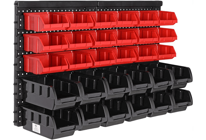 IMP0164- Estante para ferramentas de parede Deuba 190x54 28 caixas empilháveis 4 painéis expansíveis com acessórios 97 peças