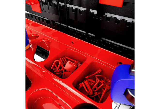 IMP0164- Estante para ferramentas de parede Deuba 190x54 28 caixas empilháveis 4 painéis expansíveis com acessórios 97 peças