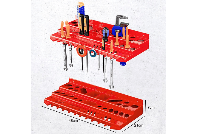 IMP0164- Estante para ferramentas de parede Deuba 190x54 28 caixas empilháveis 4 painéis expansíveis com acessórios 97 peças