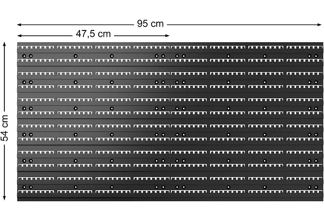 IMP0164- Estante para ferramentas de parede Deuba 190x54 28 caixas empilháveis 4 painéis expansíveis com acessórios 97 peças