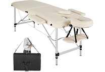 IMP0166- Mesa de massagem portátil em alumínio 2 zonas + bolsa (Bege)- TecTake