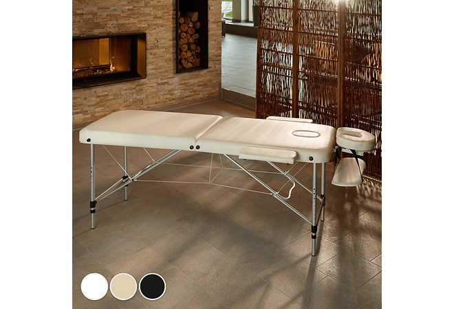 IMP0166- Mesa de massagem portátil em alumínio 2 zonas + bolsa (Bege)- TecTake