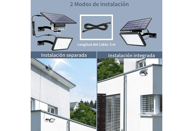 IMP0167- Luz solar para exterior a painel solar, projetor LED com ângulo ajustável de 180°, com bateria de 5500 mAh, à prova de água 