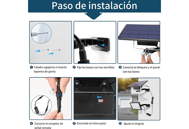 IMP0167- Luz solar para exterior a painel solar, projetor LED com ângulo ajustável de 180°, com bateria de 5500 mAh, à prova de água 