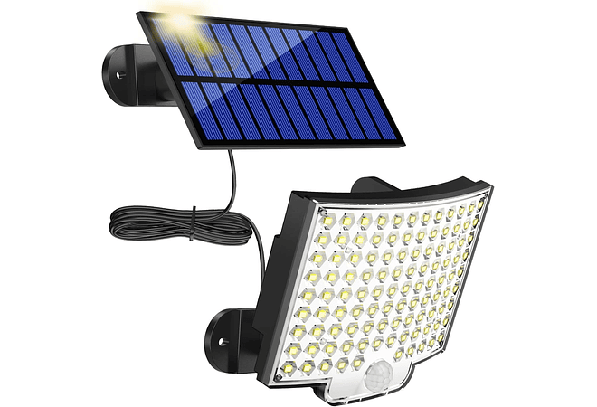IMP0168- Luz solar para exterior, MPJ 106 LED, com detetor de movimento, IP65, à prova de água, luz de parede para jardim com cabo de extensão de 5 m