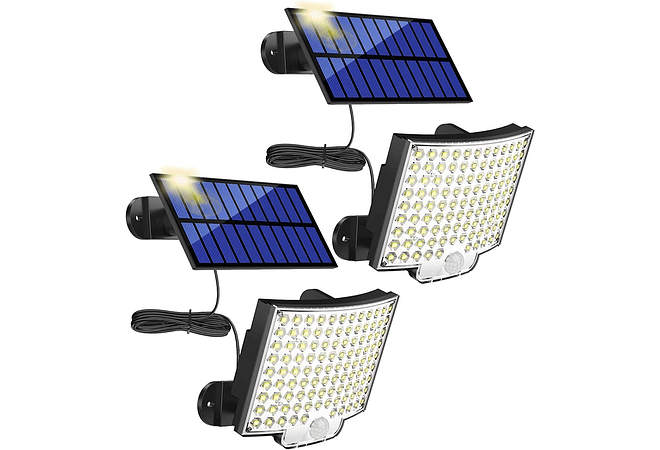 IMP0168- Luz solar para exterior, MPJ 106 LED, com detetor de movimento, IP65, à prova de água, luz de parede para jardim com cabo de extensão de 5 m
