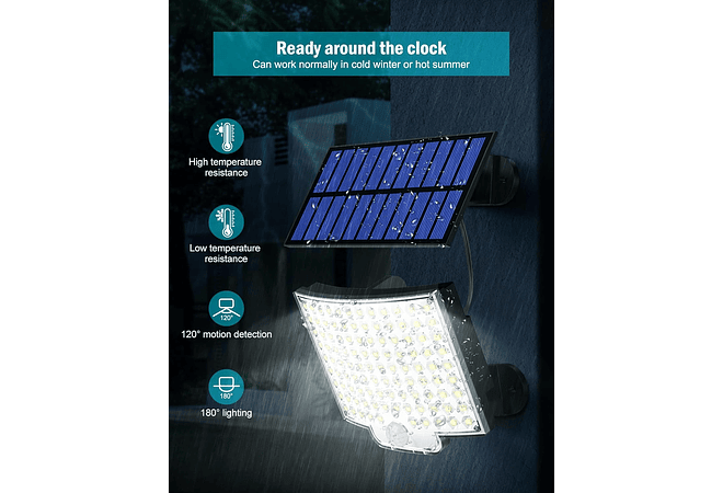 IMP0168- Luz solar para exterior, MPJ 106 LED, com detetor de movimento, IP65, à prova de água, luz de parede para jardim com cabo de extensão de 5 m