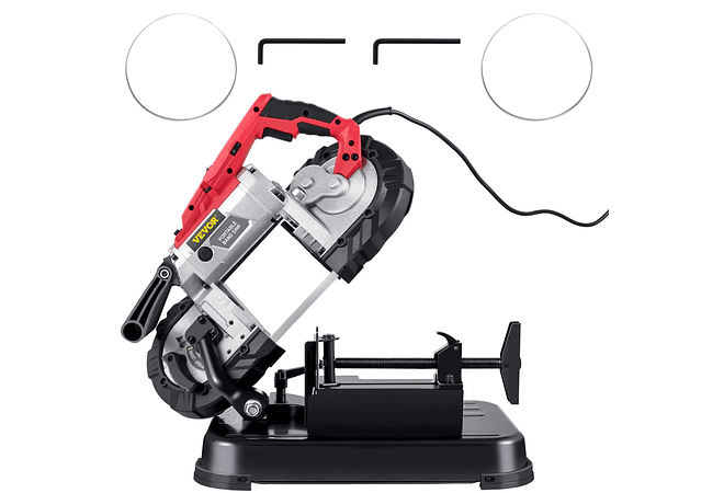 IMP0170- Serra de banda portátil sem fio, capacidade de corte, velocidade variável, motor 10Amp, corte profundo, metal, madeira, tubos, vergalhões- VEVOR