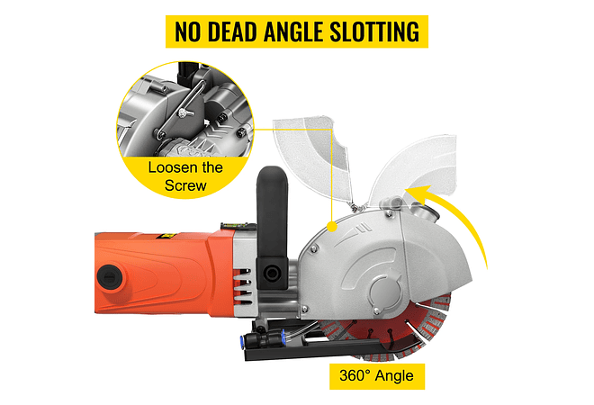 IMP0173- Cortador de parede de Betão elétrico 1300w, cortador de parede de tijolo elétrico cortador de ranhuras sem costura, 115mm serra circular - Vevor