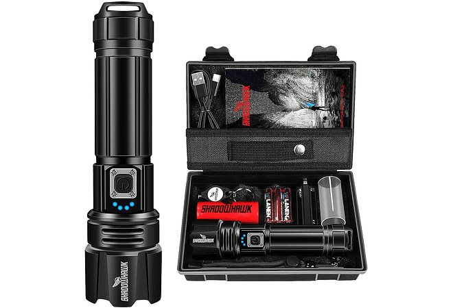 IMP0174- Lanternas LED Shadowhawk de alta potência 20000 lúmenes,  recarregável por USB, lanterna alimentada por bateria XHP70.2