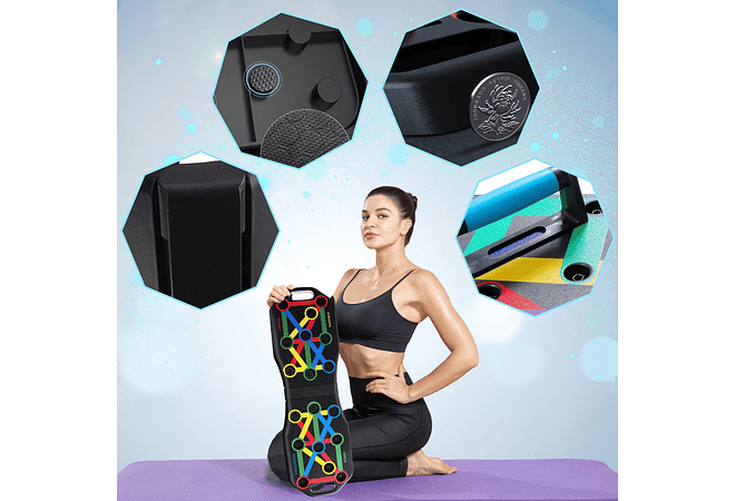 IMP0176 - Tábua de flexões dobrável multifuncional 14 em 1, suporte de flexões colorido, construção muscular, academia de ginástica