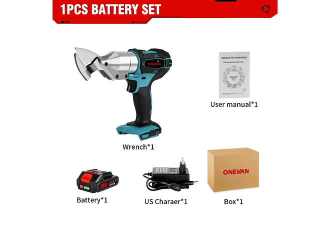 IMP0186- Tesoura Elétrica De Ferro Sem Fio, Ferramentas De Corte De Metal, Tesoura De Ferro, Tesoura De Folha, Bateria Makita 18V- ONEVAN