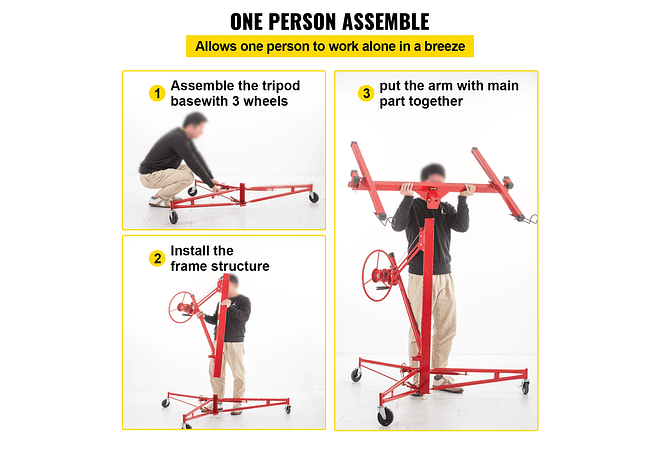 IMP0188- Levantador de rolamento do drywall de vevor 11ft com rodas lockable painel resistente do gesso da capacidade 150lbs 